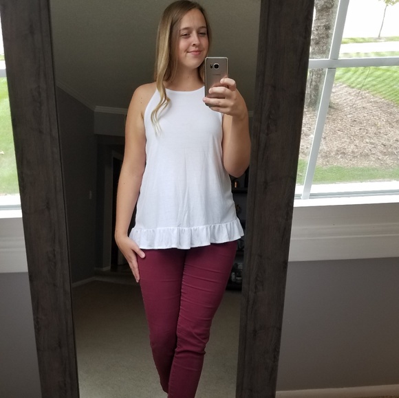 Faded Glory Tops - White Ruffle Blouse